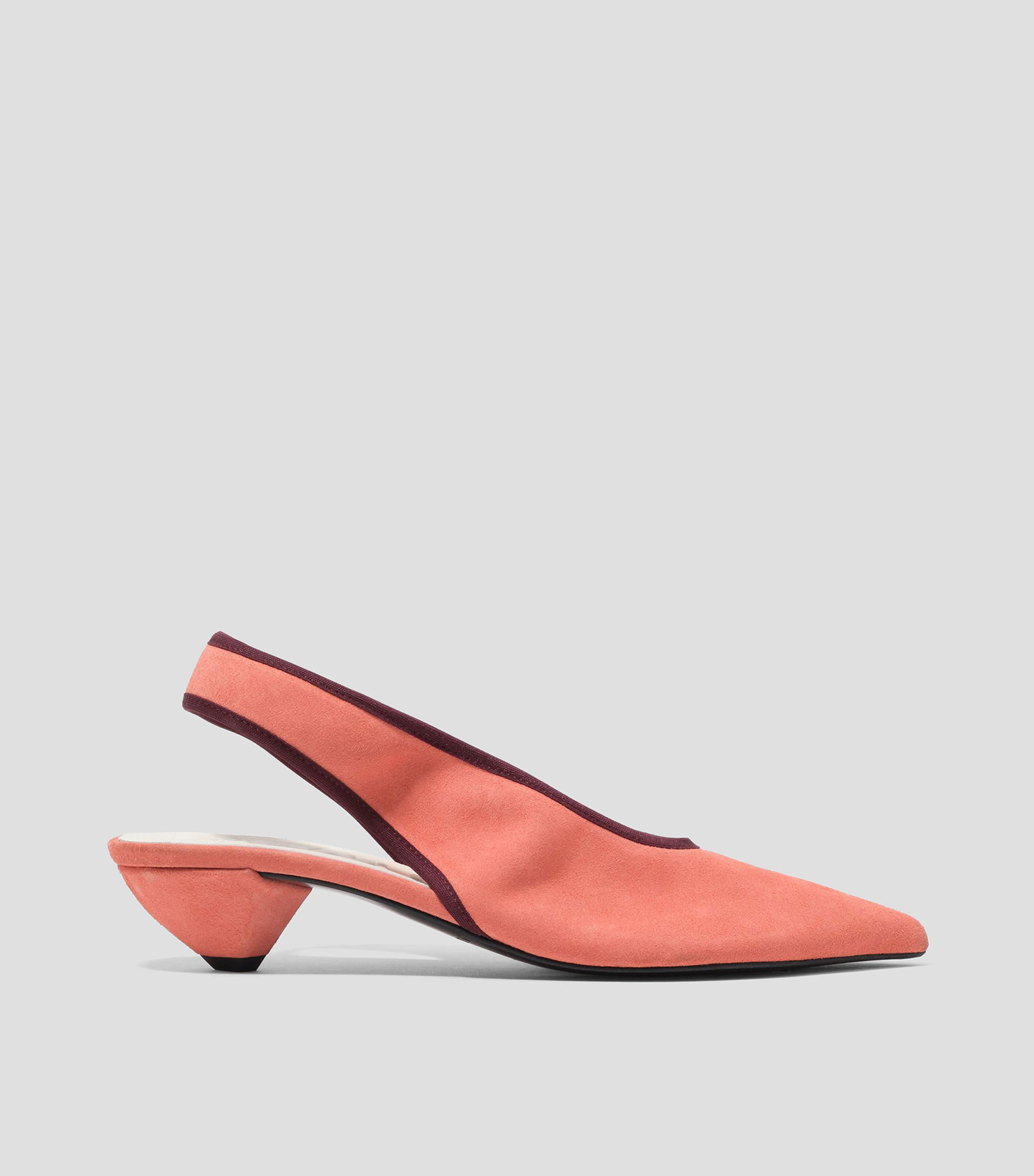 Zapatilla slingback tacón bajo serraje salmón Mujer